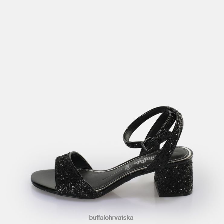 crna/srebrna Buffalo Rainelle veganska sandala s petom |sandale TDD6T541